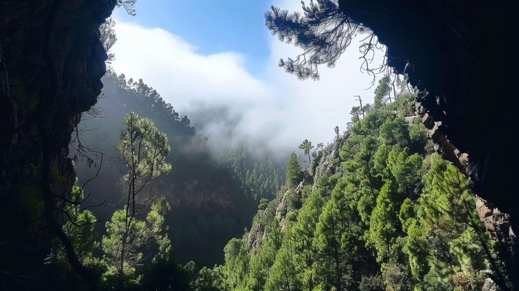 bosque de pinos en los tilos en la isla de la palma en canarias