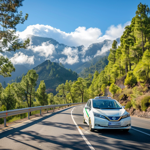 taxi subiendo por la cumbre de la palma